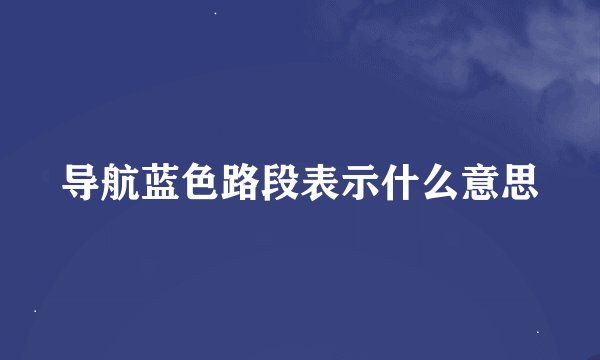导航蓝色路段表示什么意思