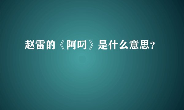 赵雷的《阿叼》是什么意思？