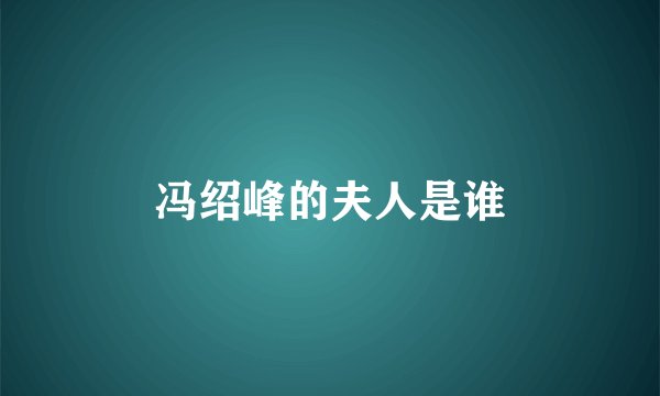 冯绍峰的夫人是谁