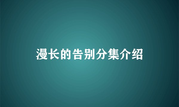 漫长的告别分集介绍