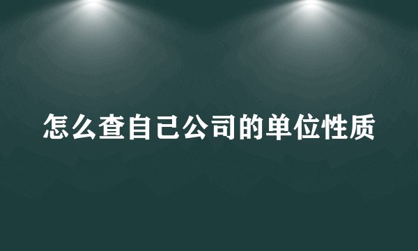 怎么查自己公司的单位性质