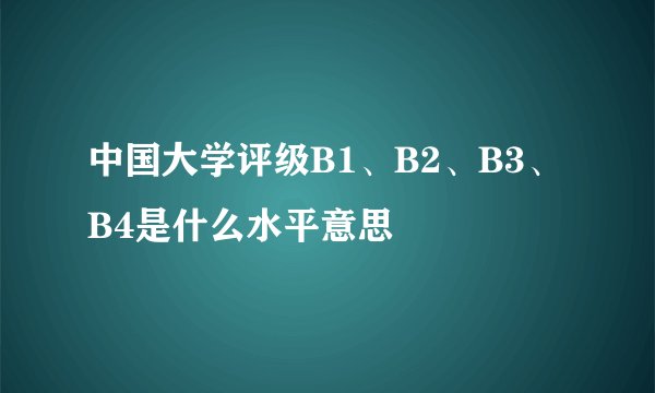 中国大学评级B1、B2、B3、B4是什么水平意思