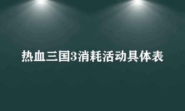 热血三国3消耗活动具体表