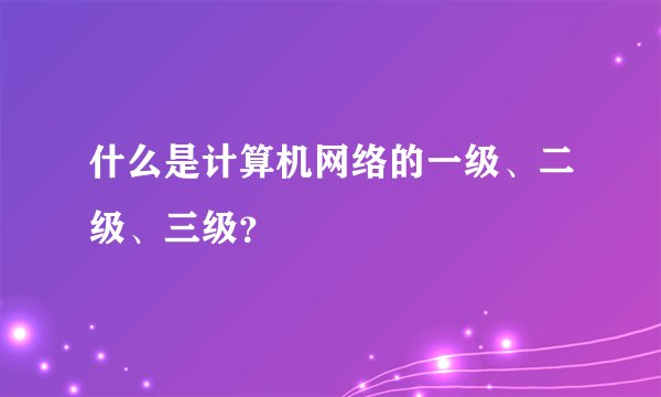 什么是计算机网络的一级、二级、三级？