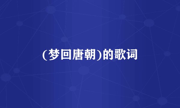 (梦回唐朝)的歌词