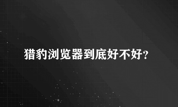 猎豹浏览器到底好不好？