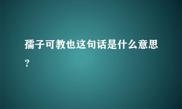 孺子可教也这句话是什么意思？