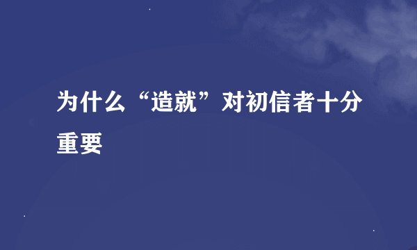 为什么“造就”对初信者十分重要