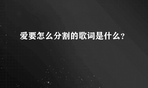爱要怎么分割的歌词是什么？