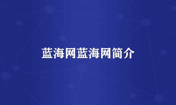 蓝海网蓝海网简介