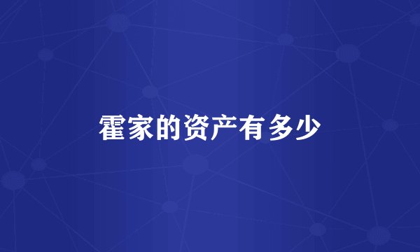 霍家的资产有多少