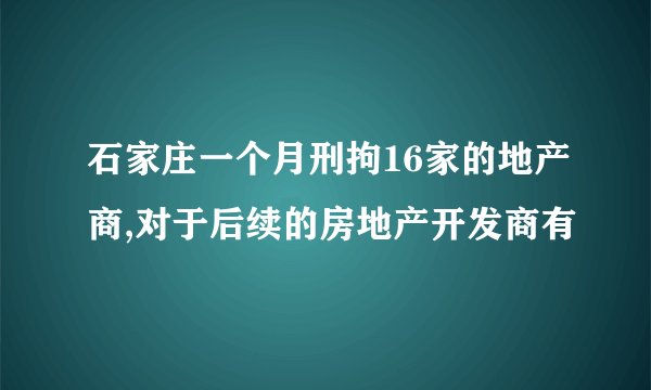 石家庄一个月刑拘16家的地产商,对于后续的房地产开发商有