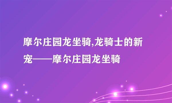 摩尔庄园龙坐骑,龙骑士的新宠——摩尔庄园龙坐骑