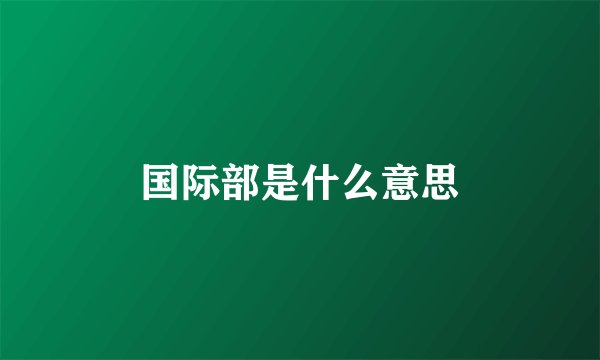 国际部是什么意思