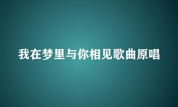 我在梦里与你相见歌曲原唱