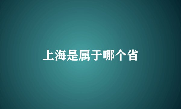 上海是属于哪个省