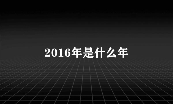 2016年是什么年