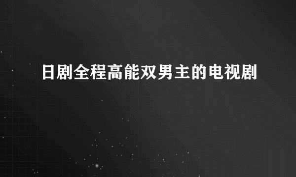 日剧全程高能双男主的电视剧