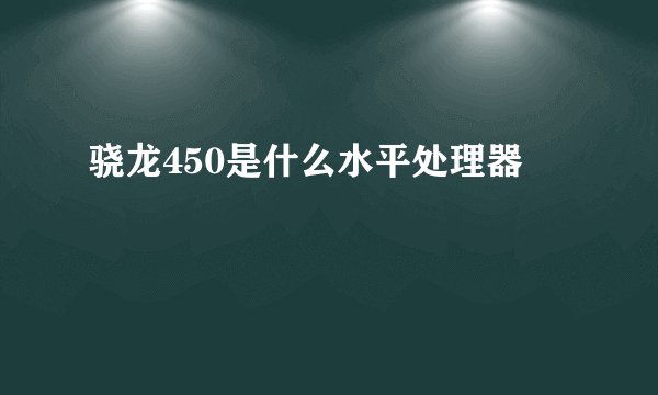 骁龙450是什么水平处理器
