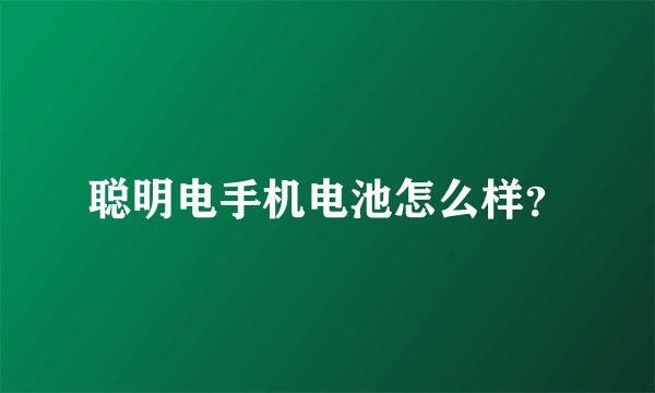 聪明电手机电池怎么样？