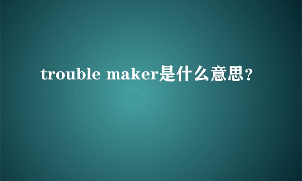 trouble maker是什么意思？
