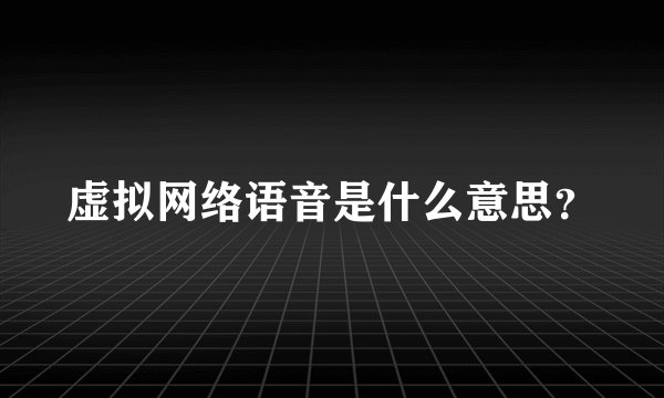 虚拟网络语音是什么意思？