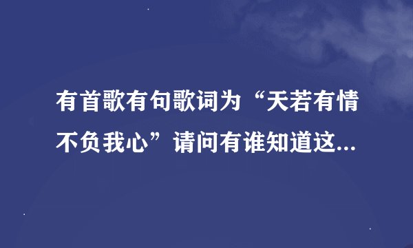 有首歌有句歌词为“天若有情不负我心”请问有谁知道这是那首歌呢？