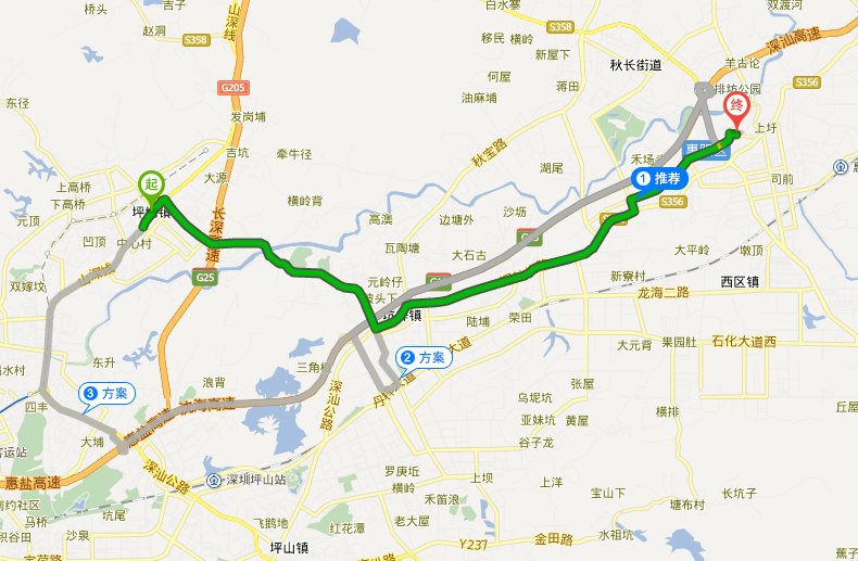 深圳坪山地与惠州淡水交界地方地图