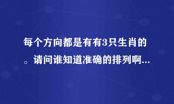 每个方向都是有有3只生肖的。请问谁知道准确的排列啊。答对了我有重赏谢谢