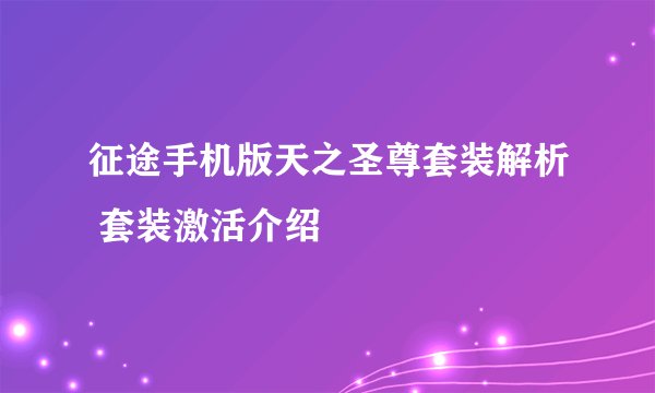 征途手机版天之圣尊套装解析 套装激活介绍