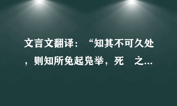 文言文翻译：“知其不可久处，则知所兔起凫举，死惛之地矣。”