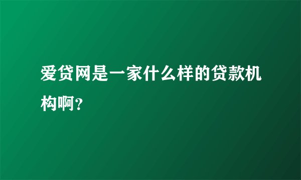 爱贷网是一家什么样的贷款机构啊？