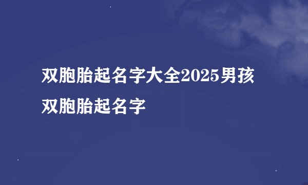 双胞胎起名字大全2025男孩 双胞胎起名字