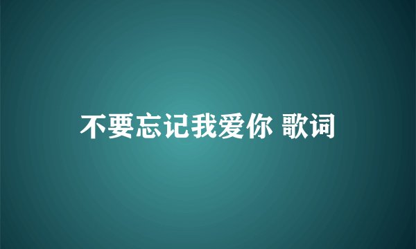 不要忘记我爱你 歌词
