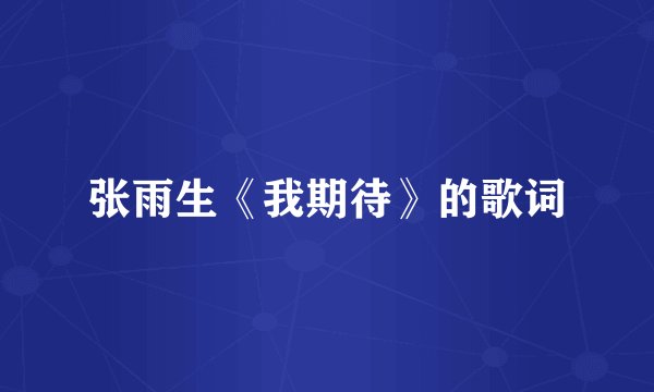 张雨生《我期待》的歌词