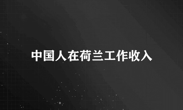 中国人在荷兰工作收入