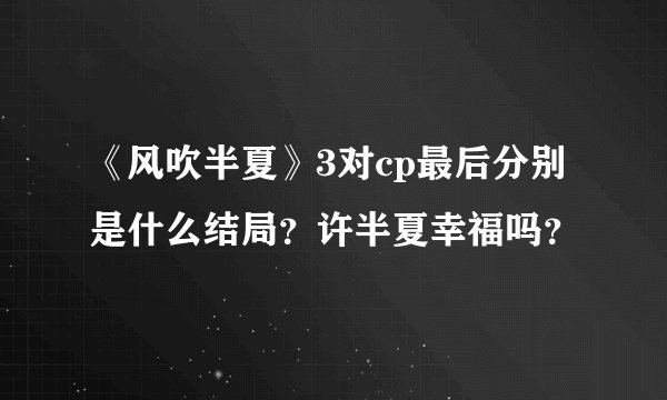 《风吹半夏》3对cp最后分别是什么结局？许半夏幸福吗？
