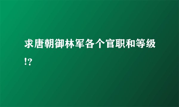 求唐朝御林军各个官职和等级!？