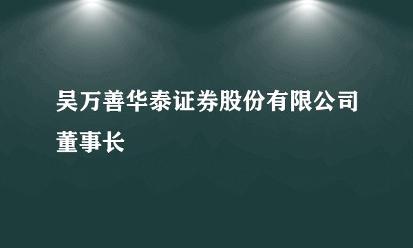 吴万善华泰证券股份有限公司董事长