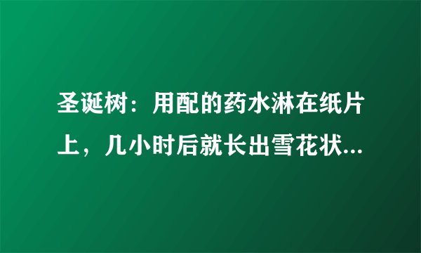 圣诞树:用配的药水淋在纸片上,几小时后就长出雪花状的花来。请问那个药水是怎么配制成的?