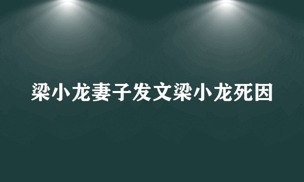 梁小龙妻子发文梁小龙死因