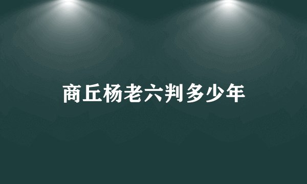商丘杨老六判多少年