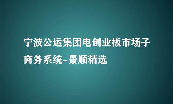 宁波公运集团电创业板市场子商务系统-景顺精选