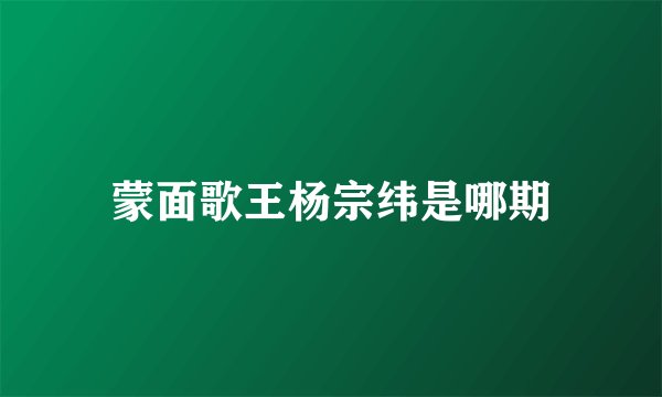 蒙面歌王杨宗纬是哪期