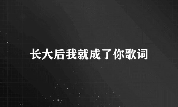 长大后我就成了你歌词