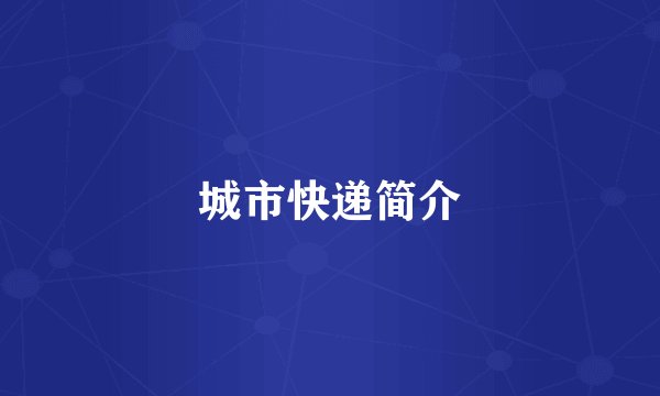 城市快递简介