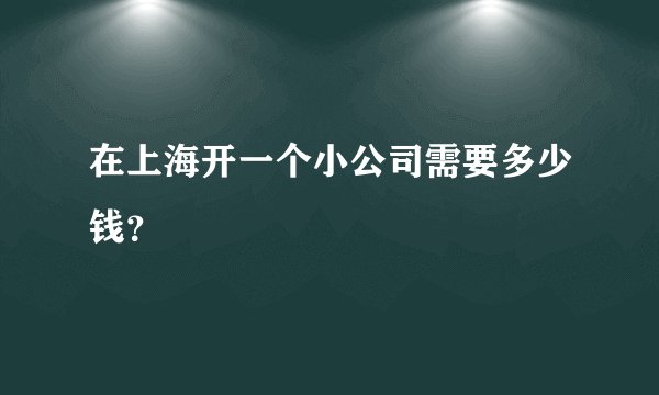 在上海开一个小公司需要多少钱？