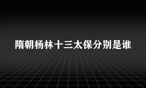 隋朝杨林十三太保分别是谁