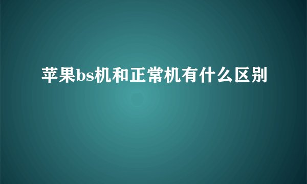 苹果bs机和正常机有什么区别