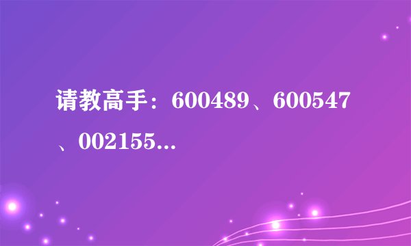 请教高手：600489、600547、002155三支股票，从目前的走势来看，适合中长线持有还是短线操作？